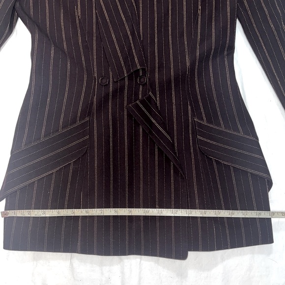 Thierry Mugler Vintage 1980’s Brown Wool Striped Suit Pant Set, size 42 - Picture 13 of 17